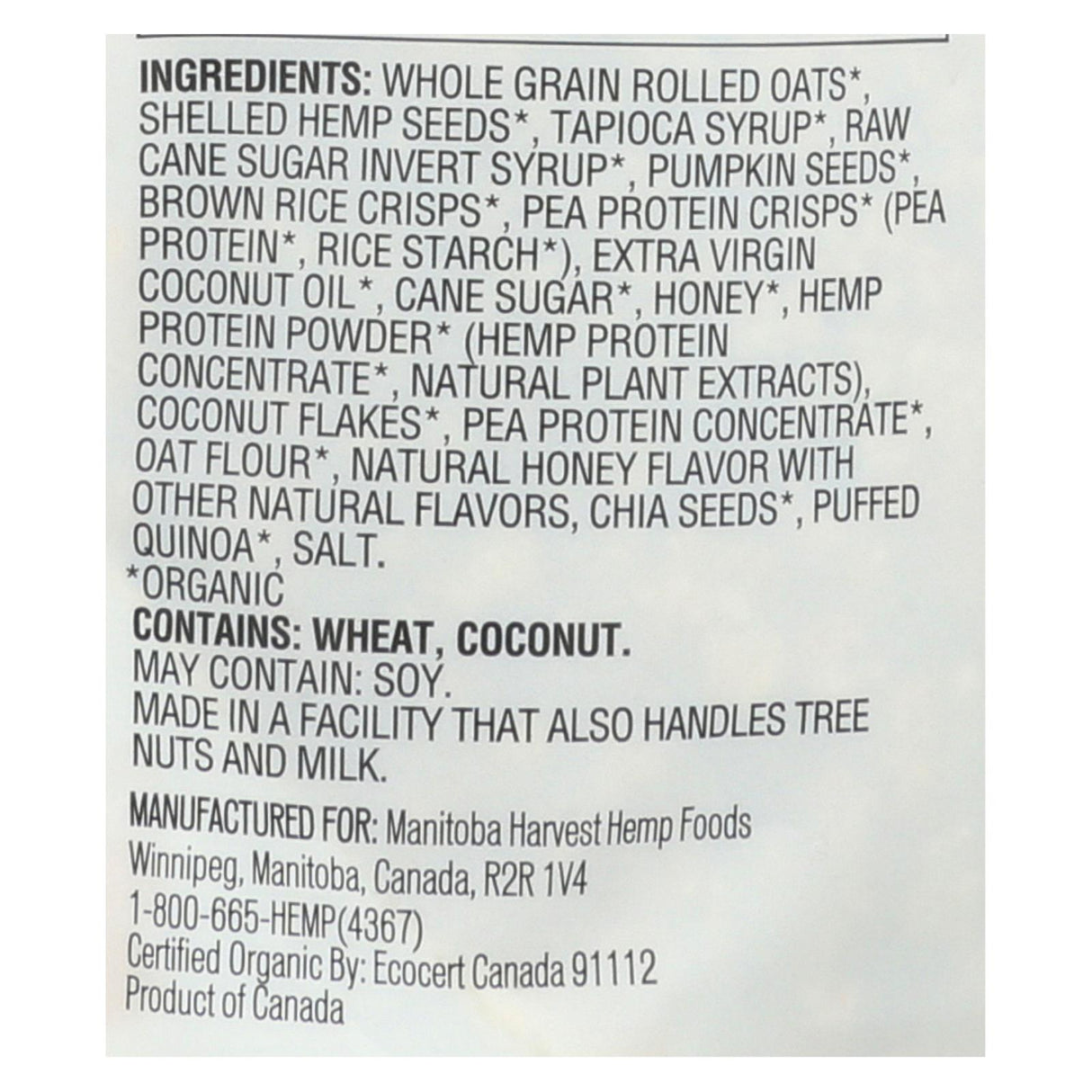 Manitoba Harvest Granola Hemp Honey/Oats, 10 Ounces (Pack of 6) - Cozy Farm