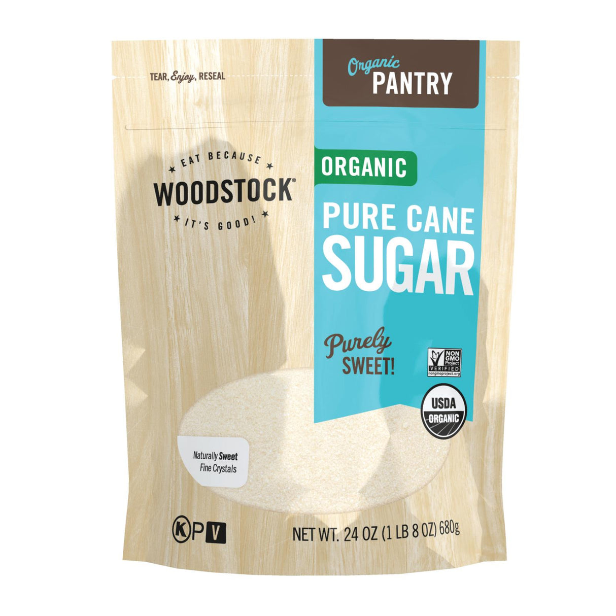 Woodstock Organic Pure Cane Sugar, 12 x 24 Oz Bags - Cozy Farm