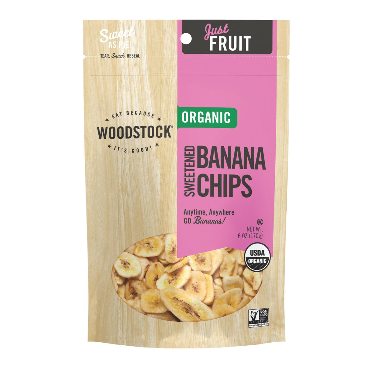 Woodstock Premium Organic Sweet Banana Chips (Pack of 8) - 6 Oz. - Cozy Farm