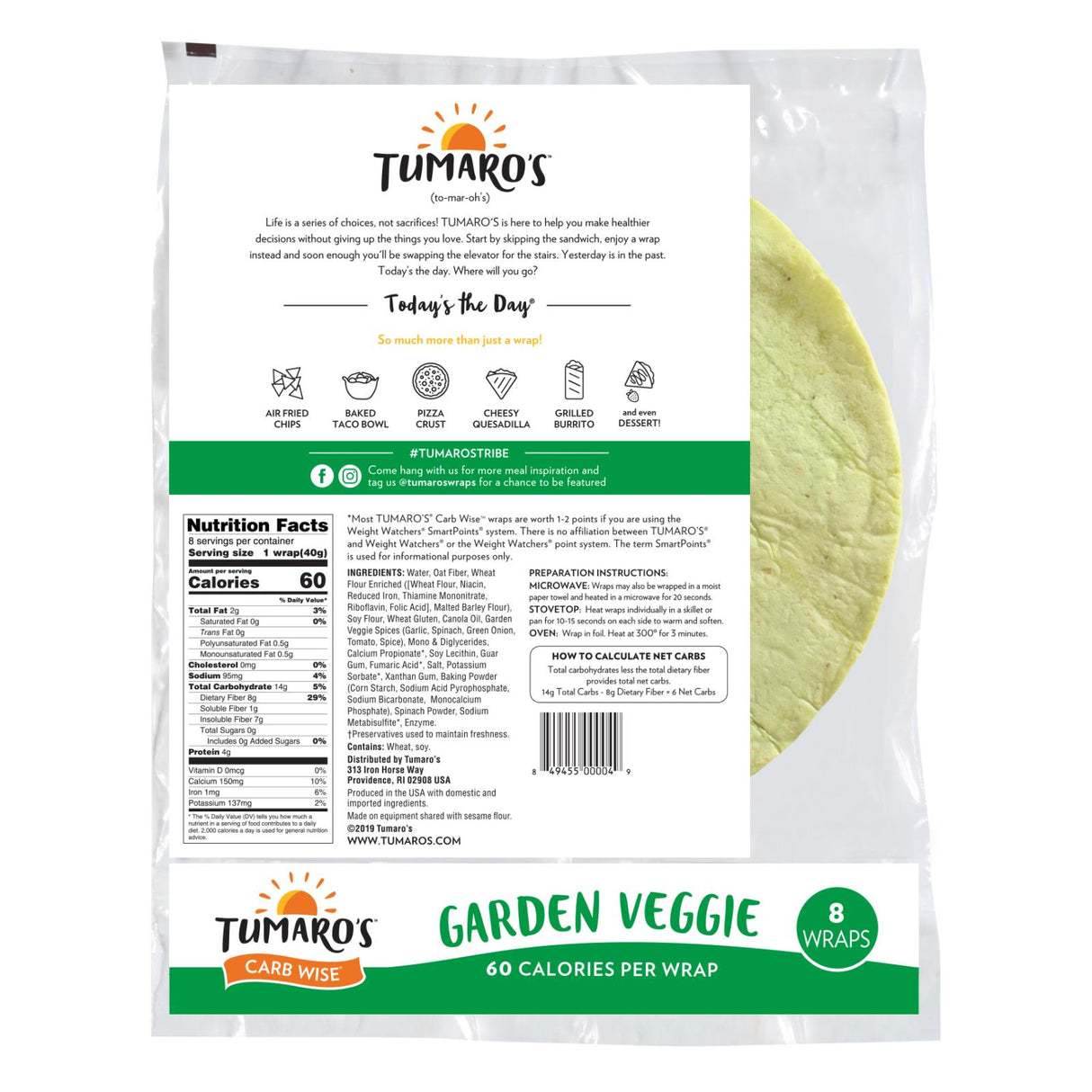 Tumaro's Garden Veggie Carb Wise Wraps: 6 Packs of 8 Ct. - Cozy Farm