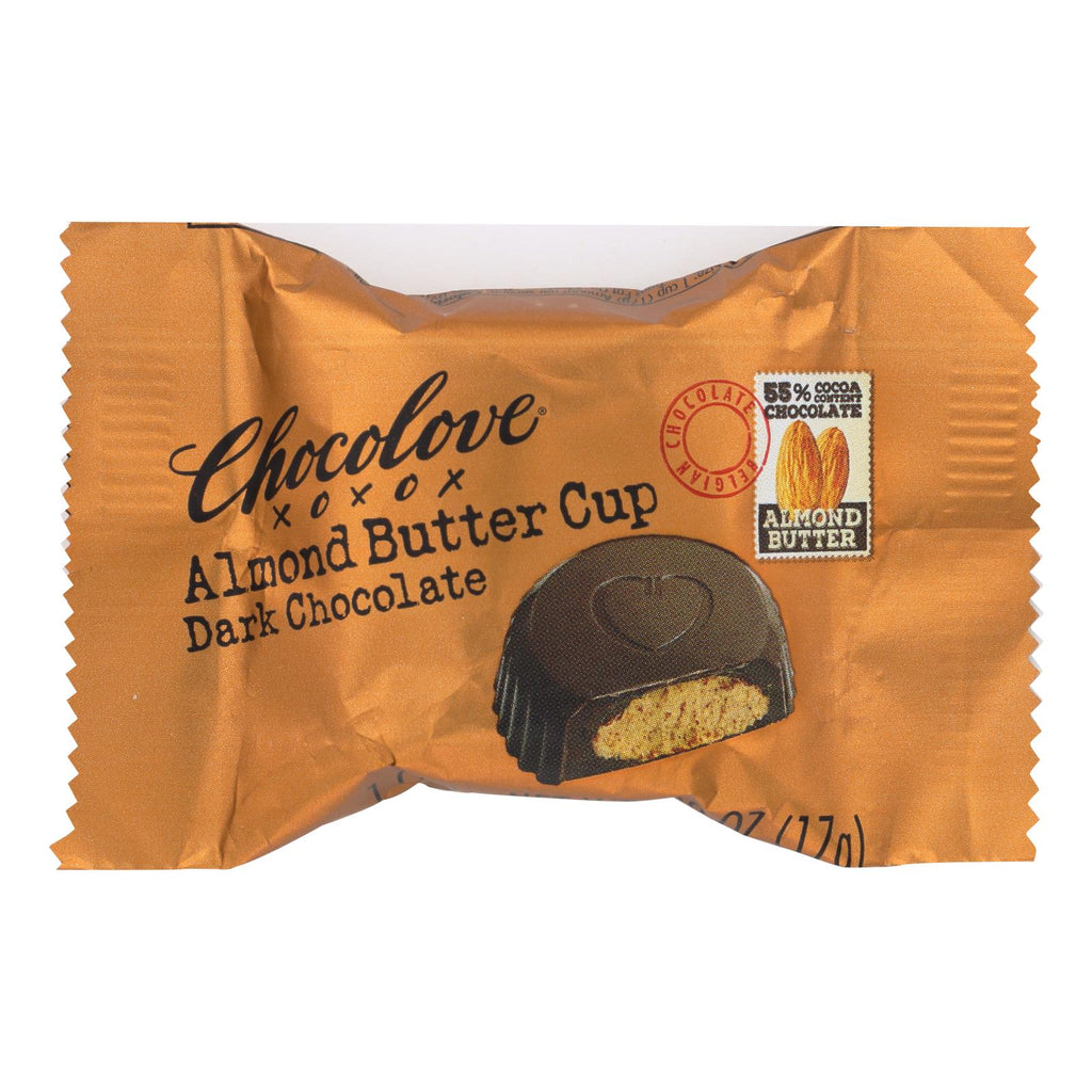 Chocolove Xoxox - Almond Butter Filled Dark Chocolate Cups - 0.6 Oz - Case of 50 - Cozy Farm 