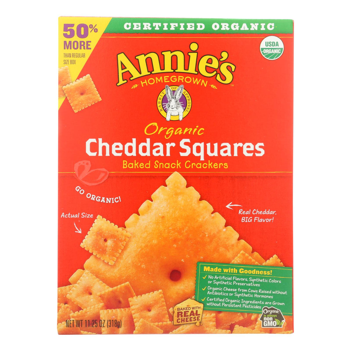Annie's Homegrown Cheddar Crackers, 6 Pack, 11.25 Oz - Cozy Farm