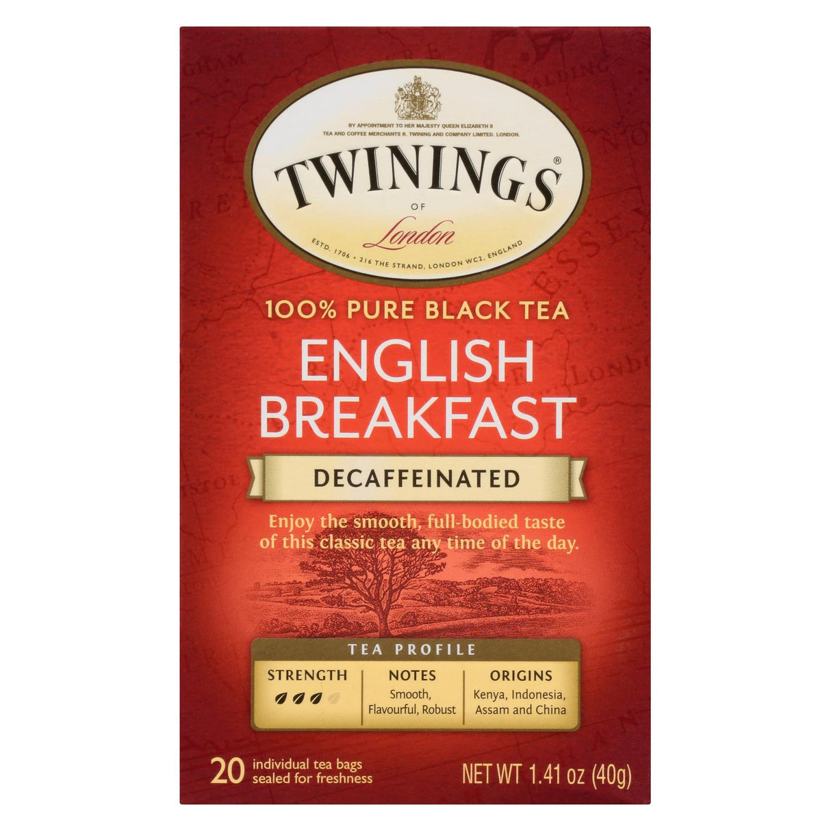 Twinings English Breakfast Decaf Tea (Pack of 6 - 20 Bags) - Cozy Farm