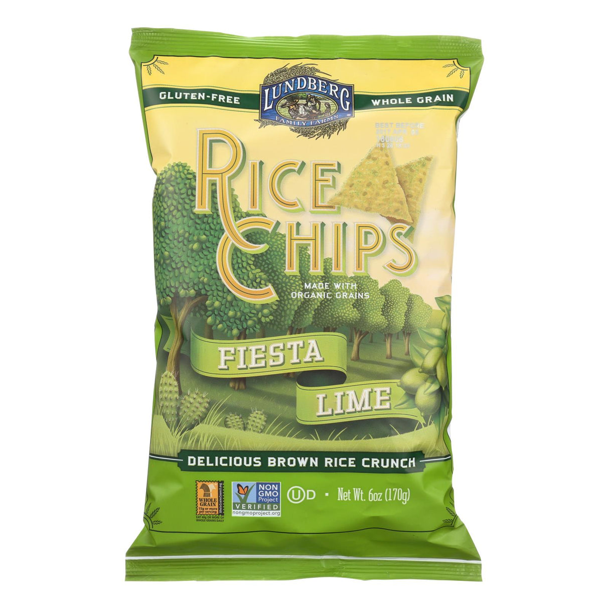 Lundberg Family Farms Fiesta Lime Rice Chips, 6 Oz., 12-Pack - Cozy Farm