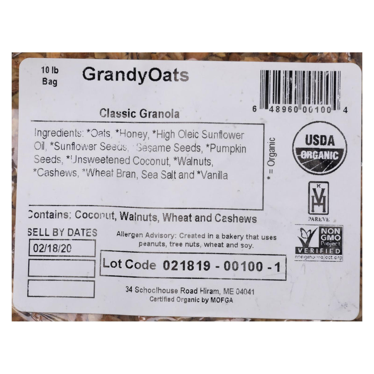 Grandy Oats Classic Granola 10lb - Cozy Farm