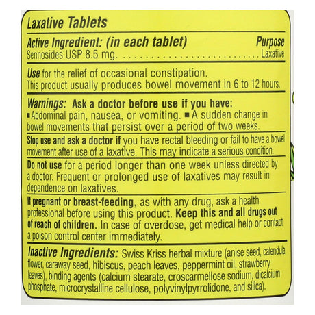 Swiss Kriss Herbal Laxative Tablets (250 Each) - Cozy Farm 