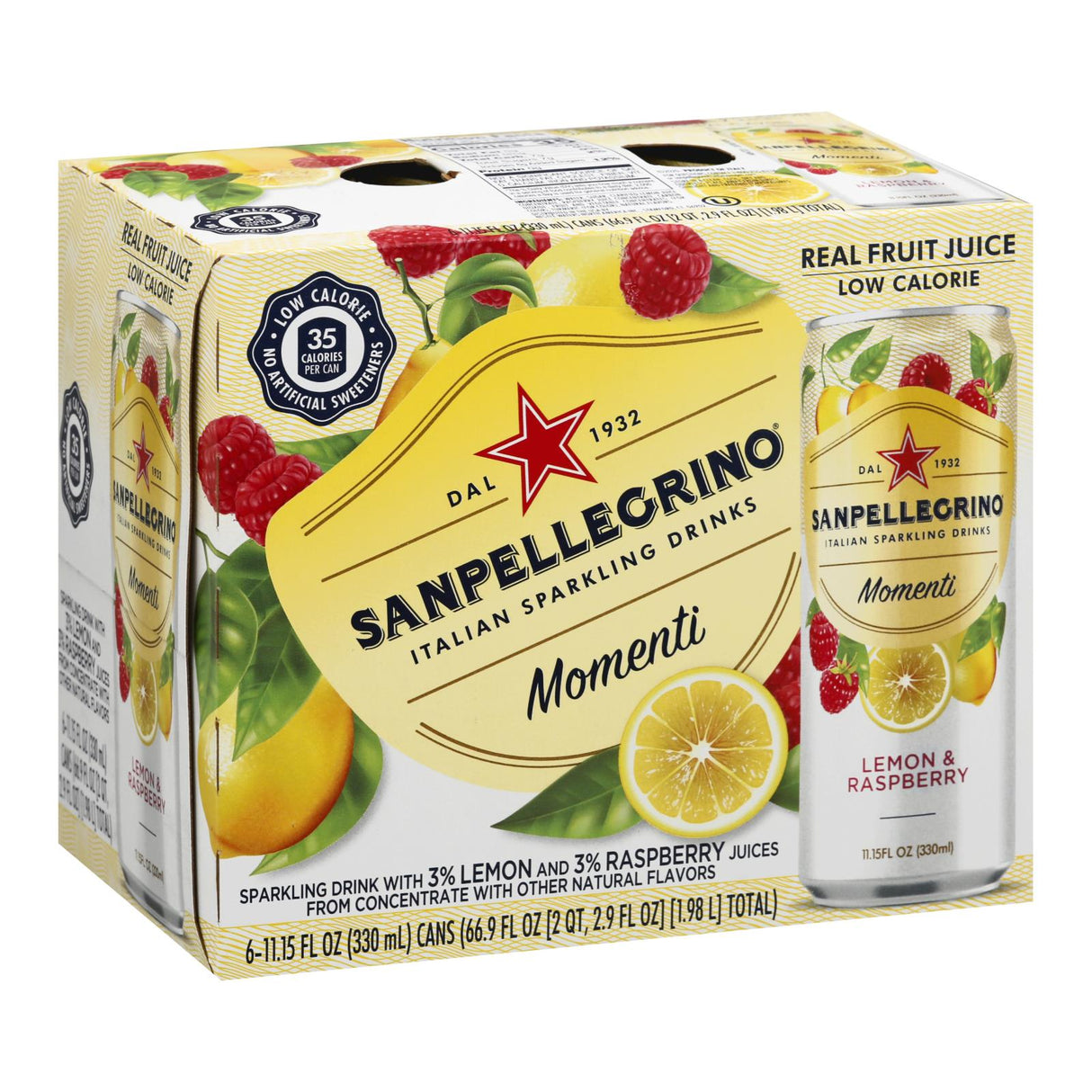 San Pellegrino Sparkling Lemon Raspberry (Pack of 4 - 11.15 oz. Bottles) - Cozy Farm