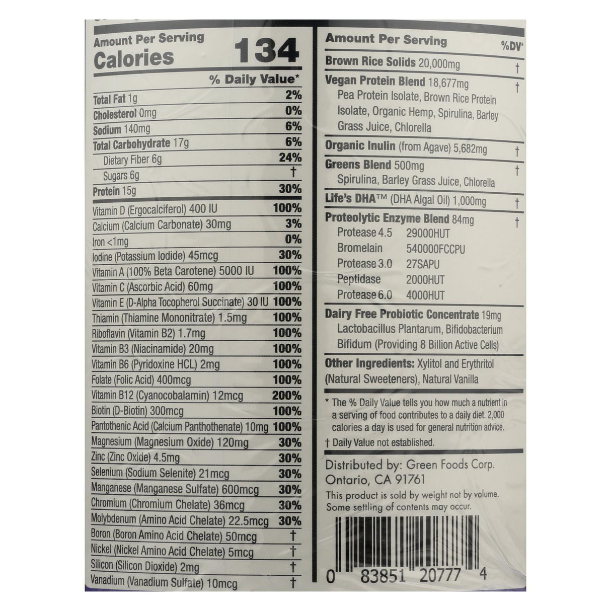 Green Foods True Vitality Vanilla Plant Protein Shake - 25.2 Oz. - Cozy Farm