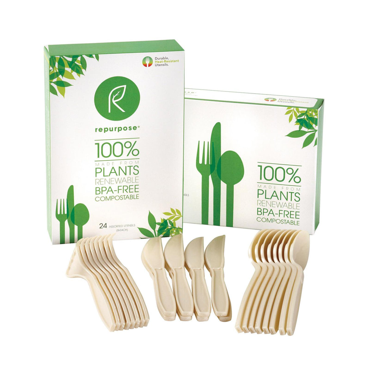 Repurpose Plant-Based High-Heat Utensils Set (Case of 20, 24-Count) - Cozy Farm