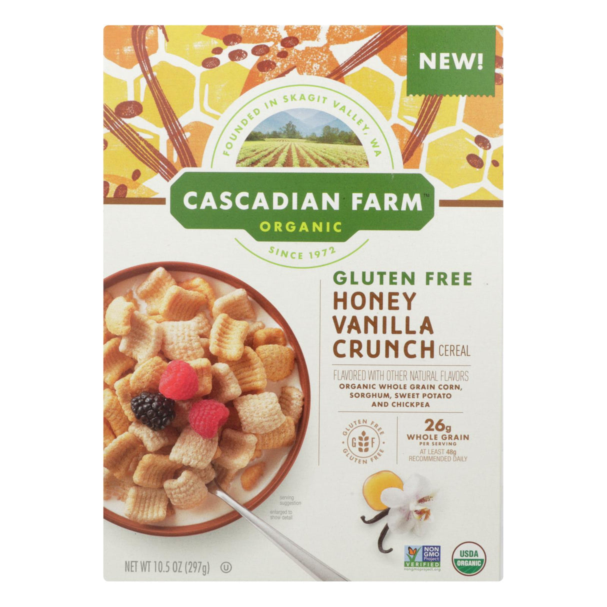 Cascadian Farm Honey Vanilla Crunch Cereal, 10.5 Oz (Pack of 12) - Cozy Farm