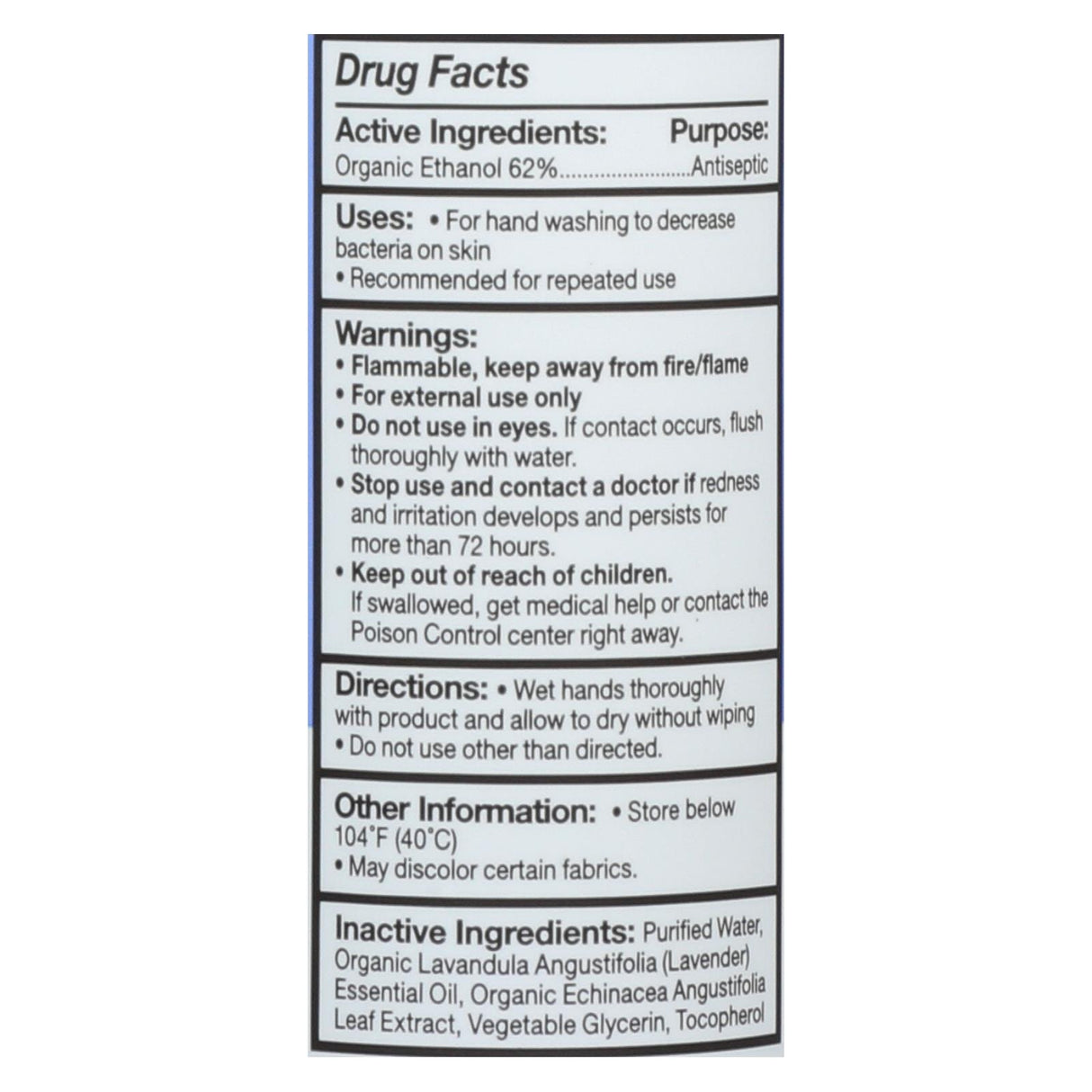 Eo Botanicals Hand Sanitizer Spray (Pack of 6) - Lavender - 2 Fl Oz Each - Cozy Farm