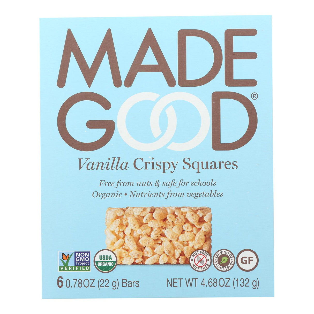 Made Good Crispy Squares Vanilla 4.68 Oz., Pack of 6 - Cozy Farm