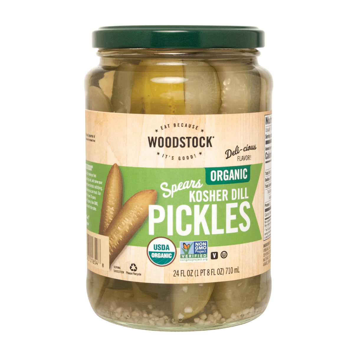 Woodstock Organic Kosher Dill Pickle Spears, 24 Fl Oz (Pack of 6) - Cozy Farm