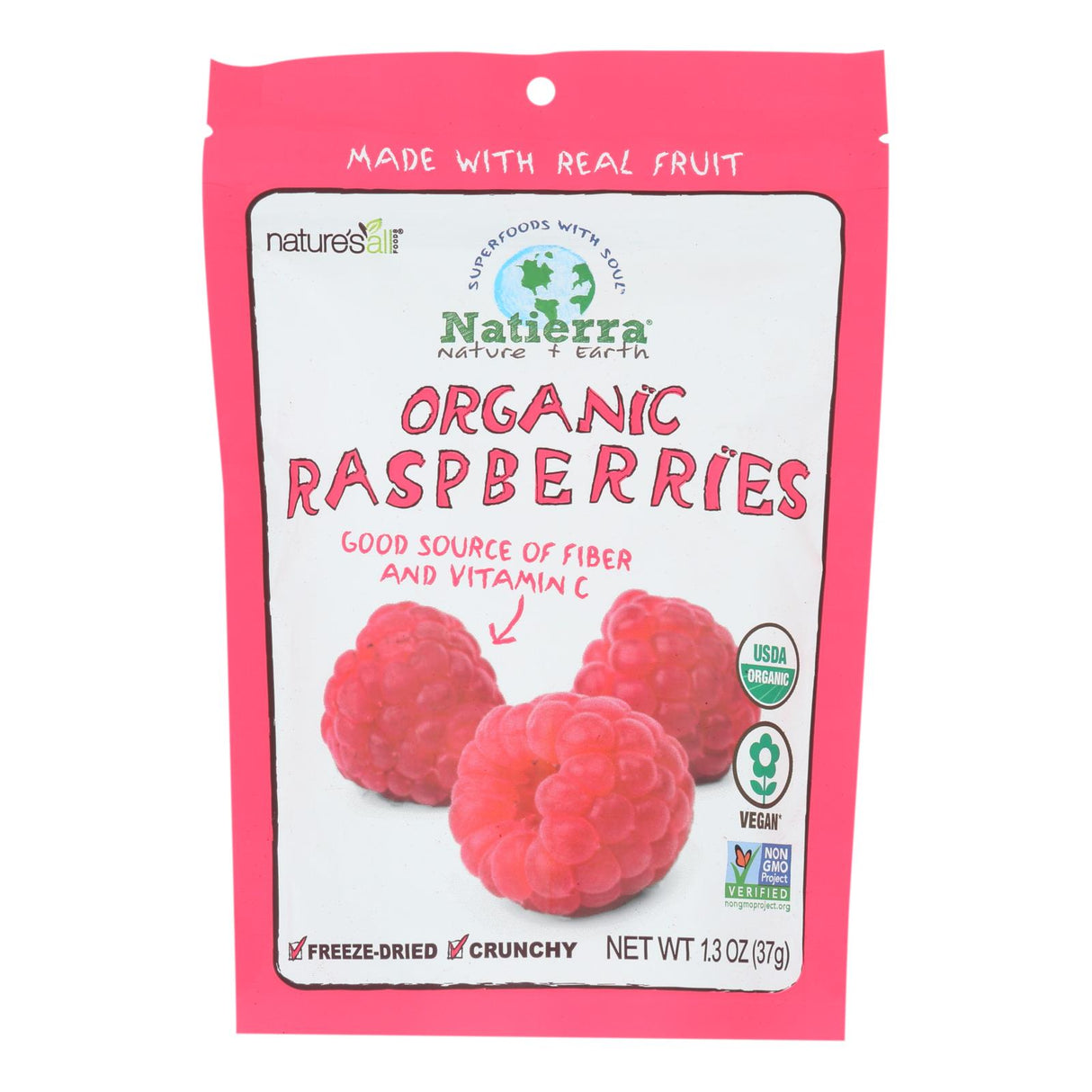 Natierra Freeze-Dried Whole Raspberries (12 Pack, 1.3 Oz. Each) - Cozy Farm