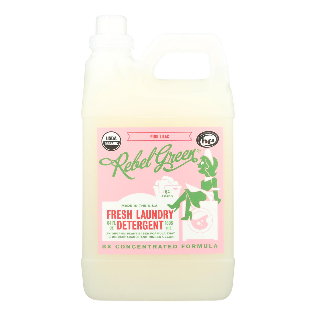 Rebel Green Laundry Detergent (Pink Lilac), 4 Pack - 64 Fl Oz - Cozy Farm