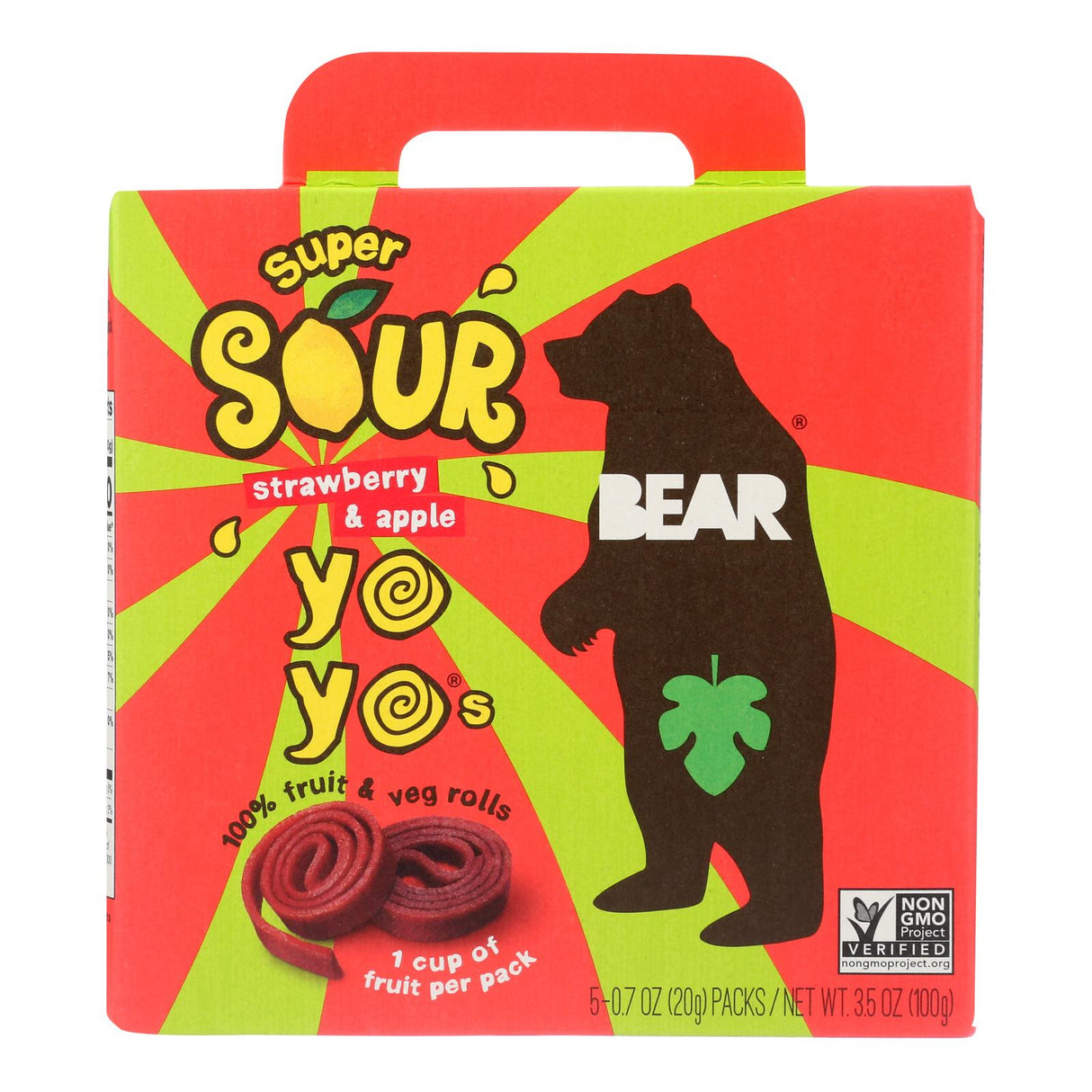 Bear Real Fruit Yoyo Straw Apple, 6-Pack, 3.5 Oz. Each - Cozy Farm