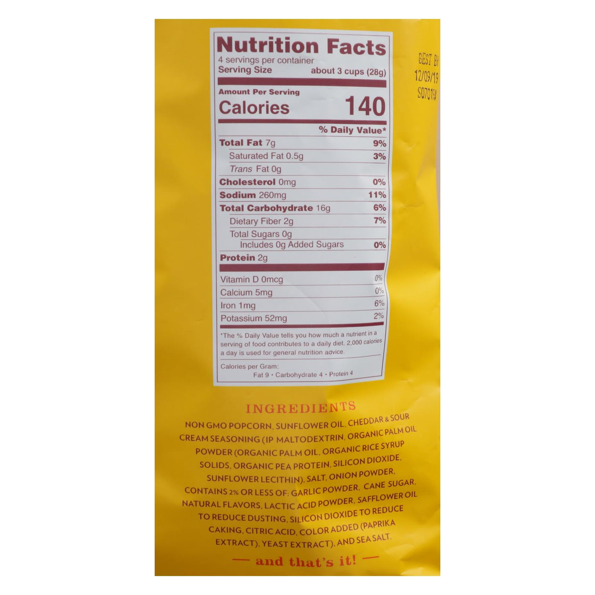 Live Love Pop Cheddar & Sour Cream Popcorn, (Pack of 12) 4.4 Oz. - Cozy Farm