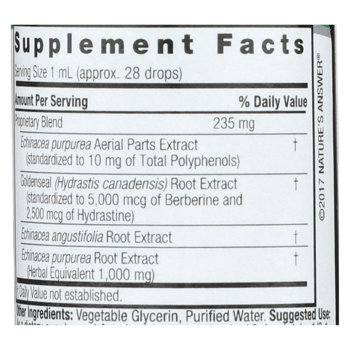 Nature's Answer Echinacea Goldenseal Extract: Immune Support - Cozy Farm