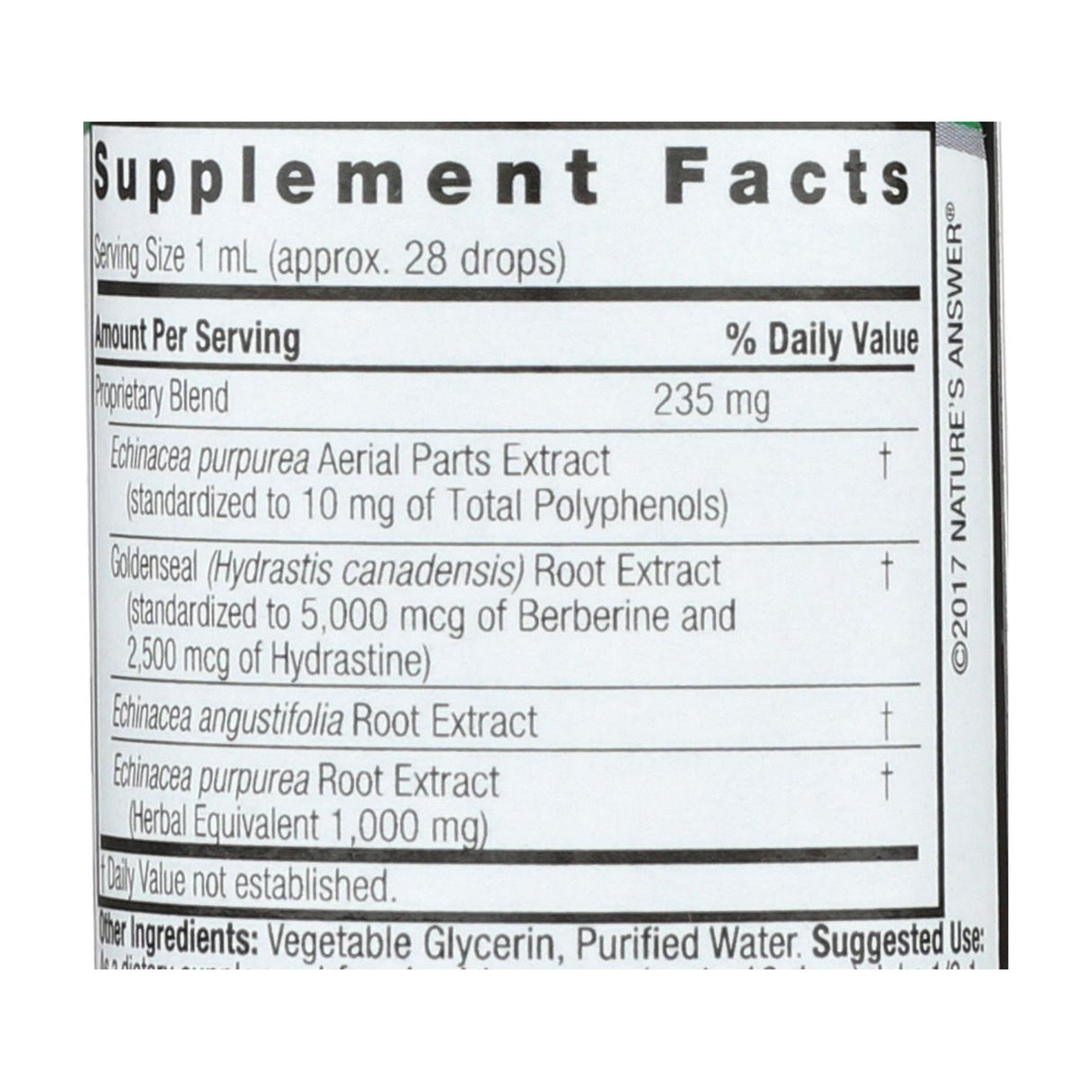 Nature's Answer Echinacea Goldenseal Extract: Immune Support - Cozy Farm