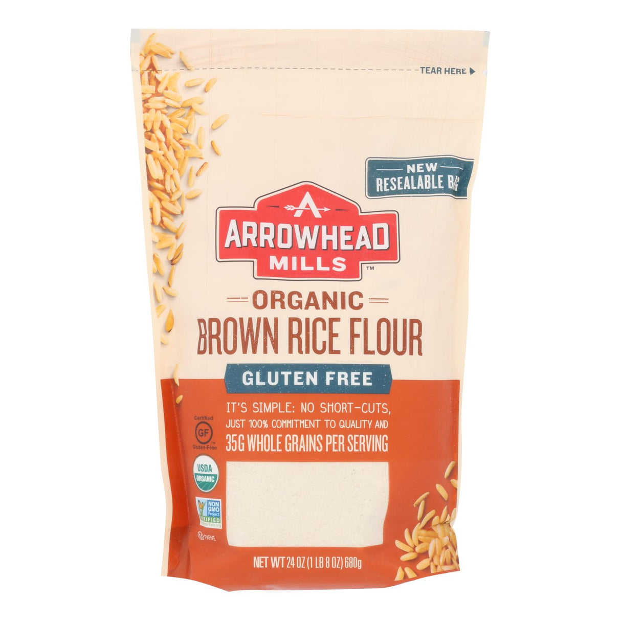 Arrowhead Mills Gluten-Free Organic Brown Rice Flour (Pack of 6 - 24 Oz.) - Cozy Farm
