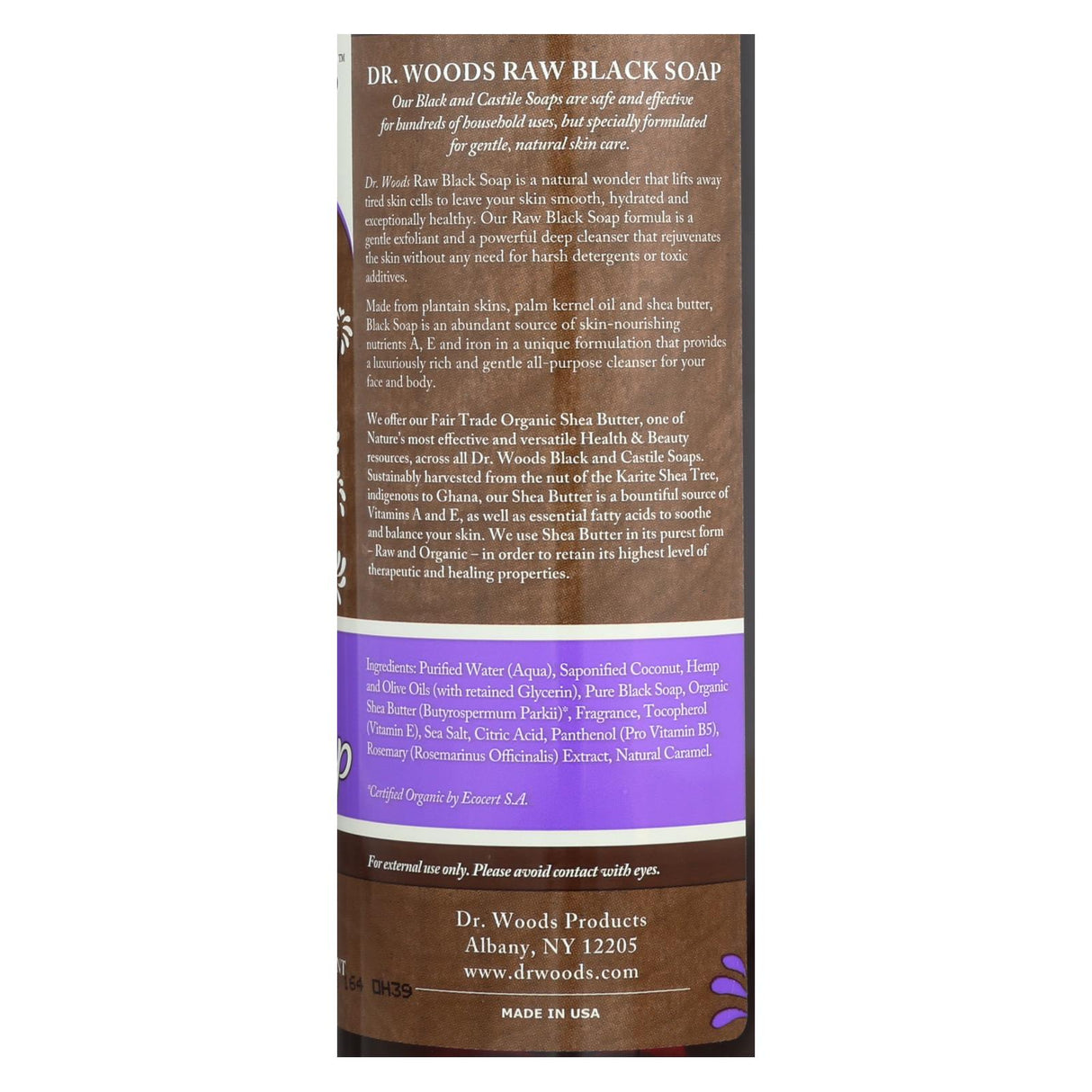Dr. Woods Shea Vision Pure Black Soap with Organic Shea Butter, 16 Fl Oz - Cozy Farm