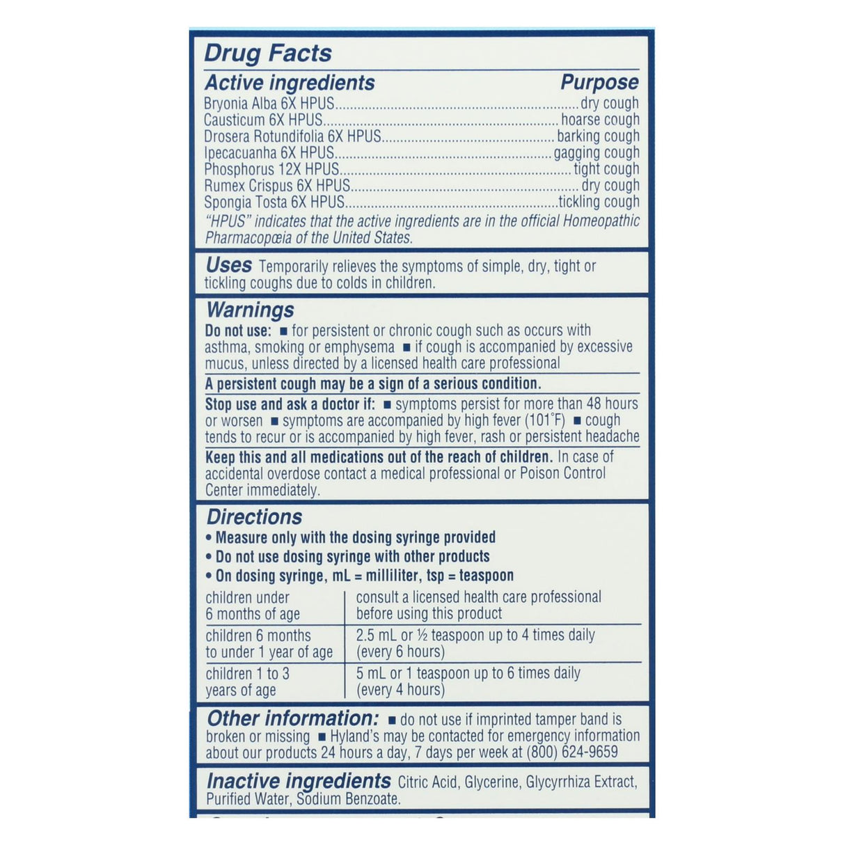 Hyland's Homeopathic Baby Cough Syrup - Natural Cough Relief for Infants - 4 Oz. - Cozy Farm