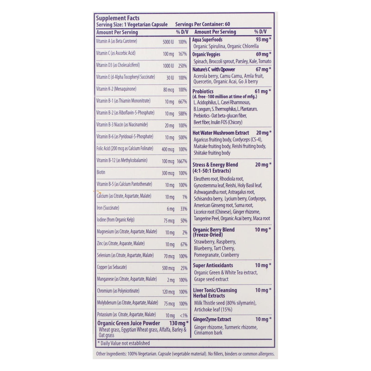 Paradise Herbs ORAC-Energy Multi with Iron 60 Vcaps - Cozy Farm