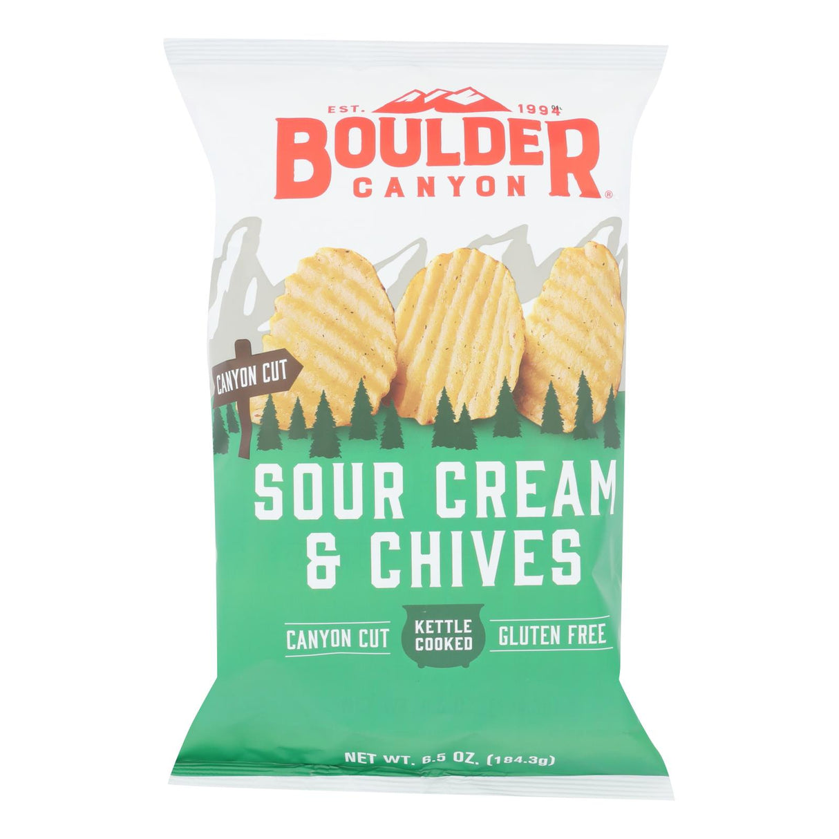 Boulder Canyon Kettle Cooked Canyon Cut Potato Chips - Sour Cream & Onion (Pack of 12 - 6.5 Oz.) - Cozy Farm