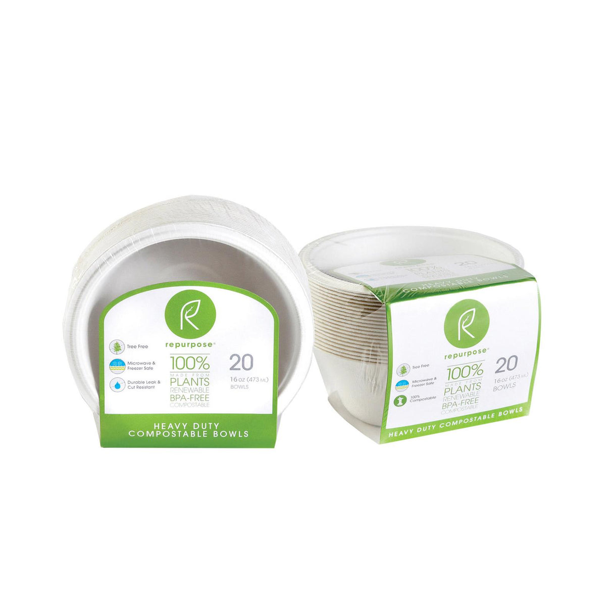 Repurpose Plant-Based Bagasse Bowls (Case of 12, 20-Count) - Cozy Farm