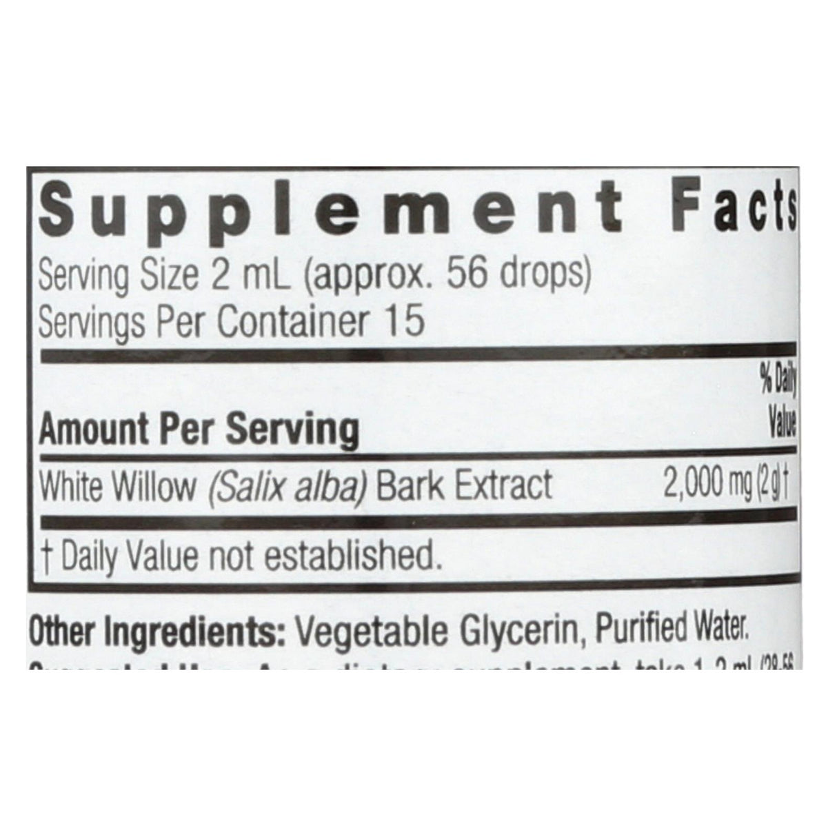 Nature's Answer White Willow Bark Extract Non-Alcohol Liquid Extract, Pain Relief, 1 Fl Oz - Cozy Farm