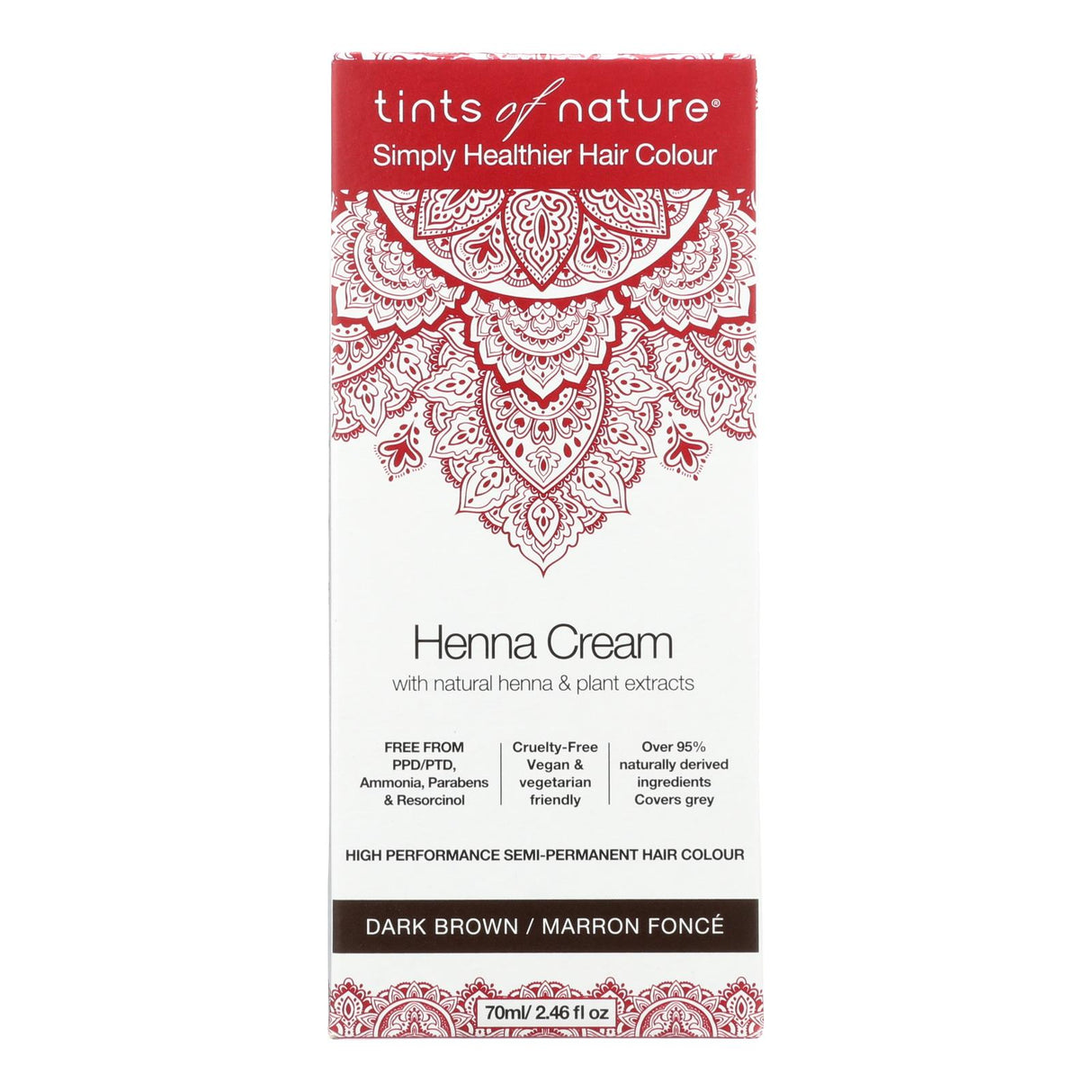 Tints Of Natura Henna Cream Dark Brown - 2.46 Fl Oz - Cozy Farm