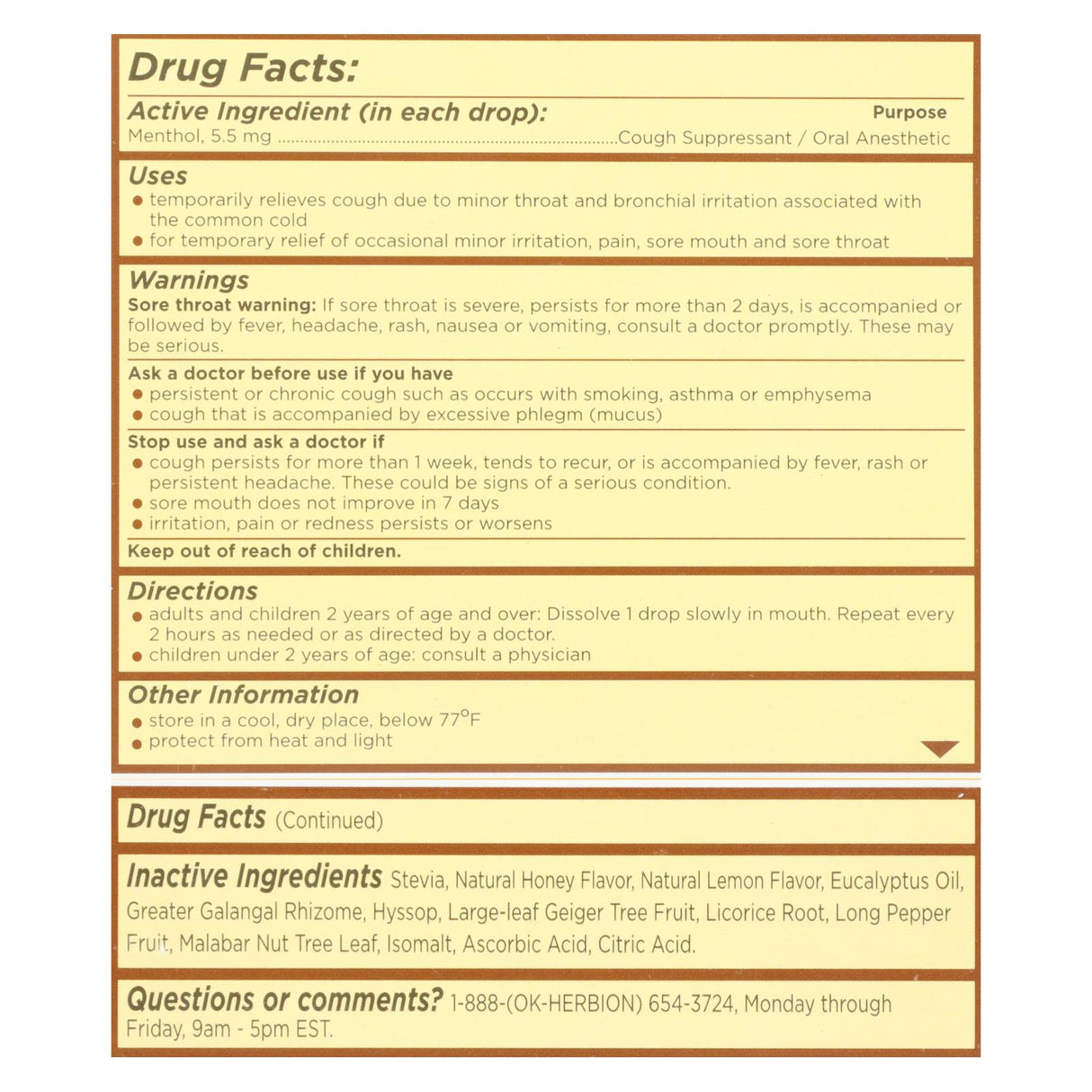 Herbion Naturals Honey Lemon Cough Drops 18-Count - Cozy Farm