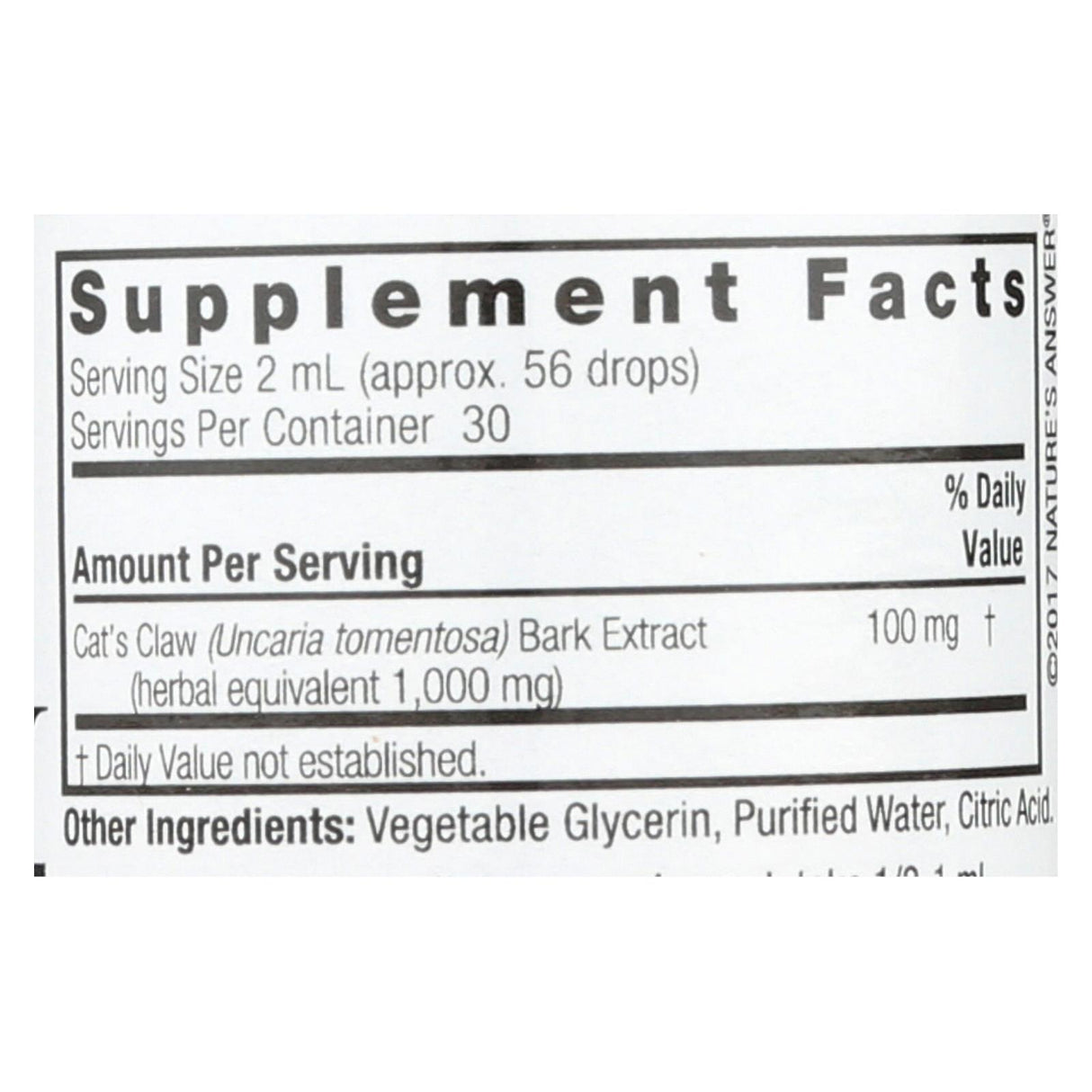 Nature's Answer Cat's Claw Inner Bark Alcohol-Free, 2 Fl Oz - Cozy Farm