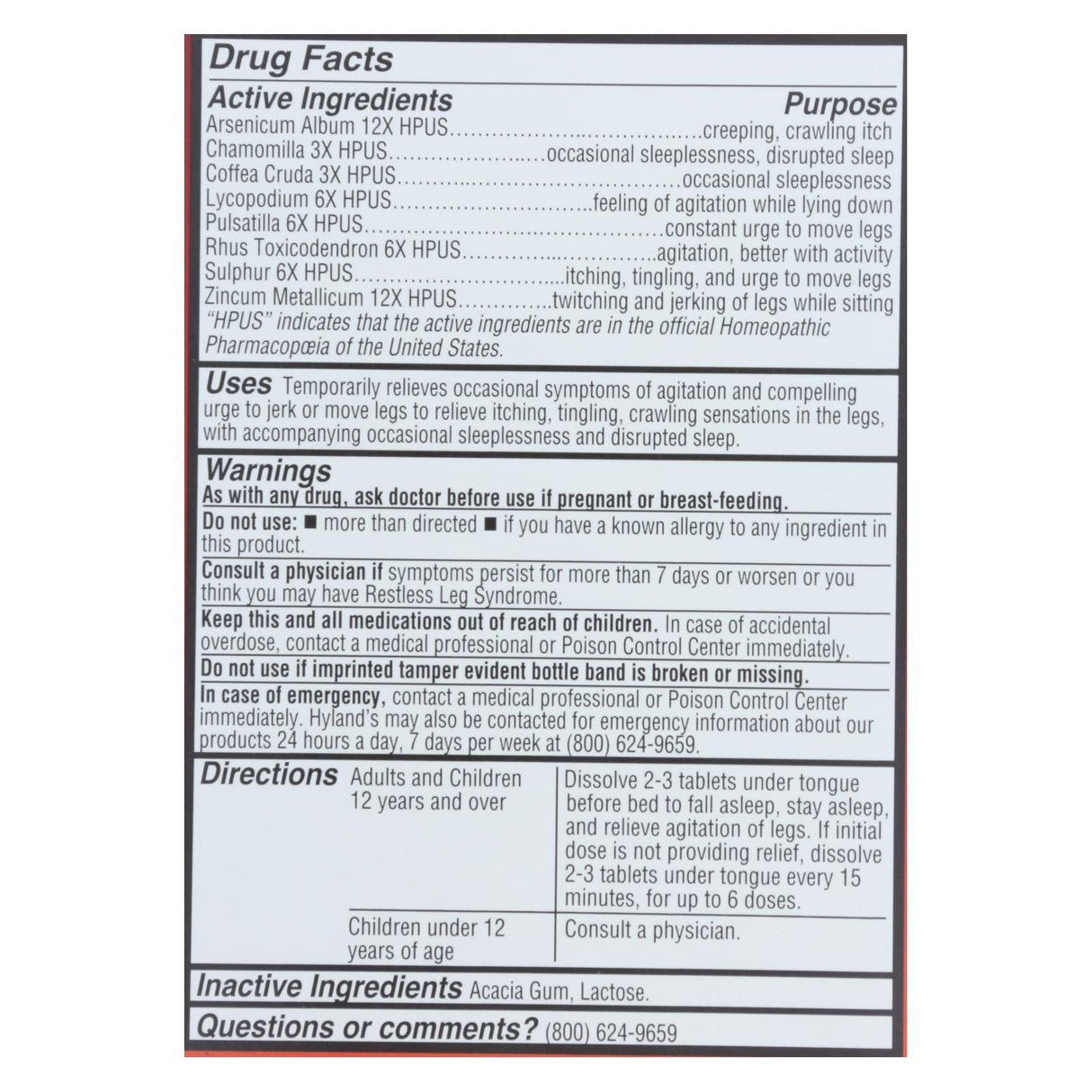 Hyland's Homeopathic Restful Legs PM: Relief for Restless Legs at Night (50 Tablets) - Cozy Farm