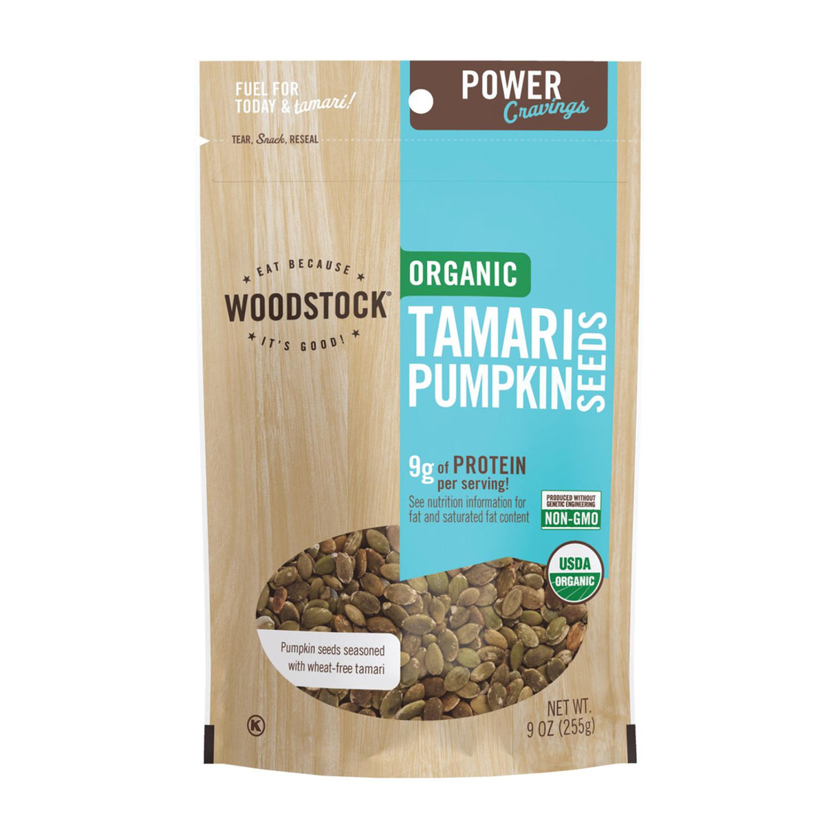 Woodstock Organic Tamari Pumpkin Seeds, 9 Oz (Pack of 8) - Cozy Farm