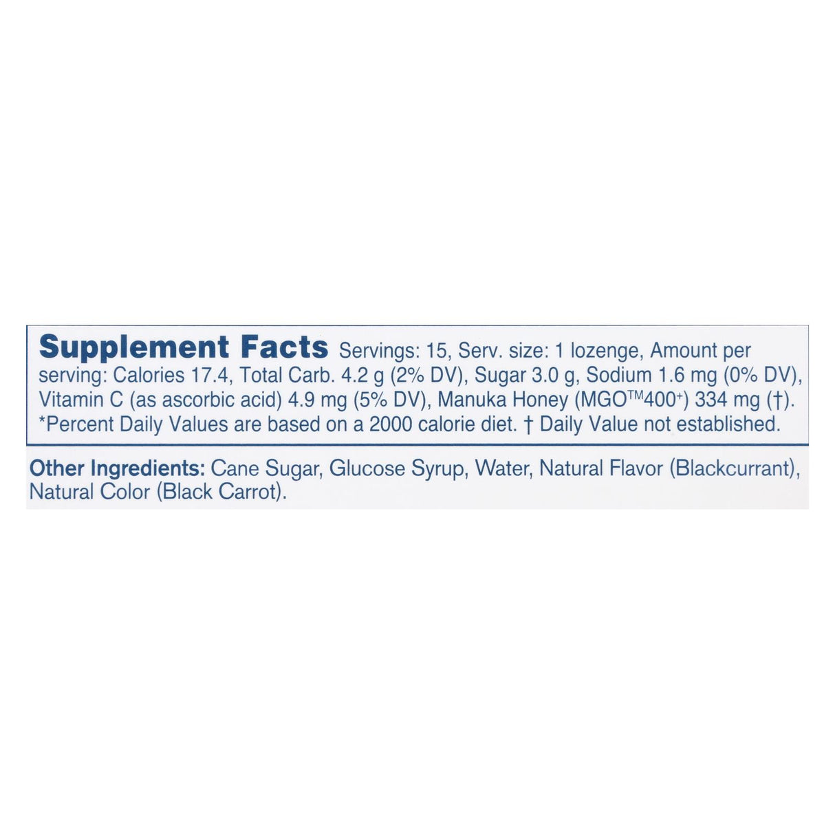 Manuka Health Manuka Honey Lozenges MGO 400+ Blackcurrant (Pack of 15) - Cozy Farm