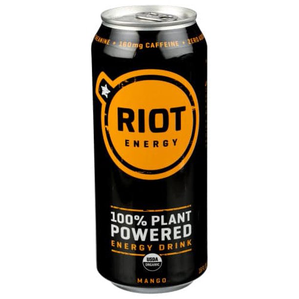 Cans Riot Energy - Energy Drink Mango (Pack of 12-16oz Cans) - Cozy Farm