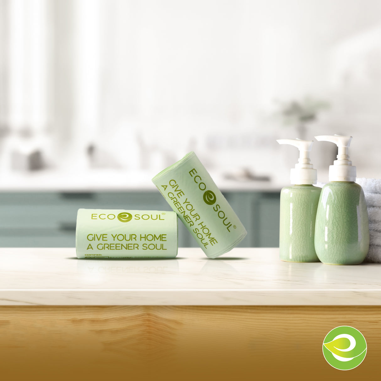 Ecosoul Home Compostable 12-Pack Trash Bags (25 Count Per Bag) - Cozy Farm