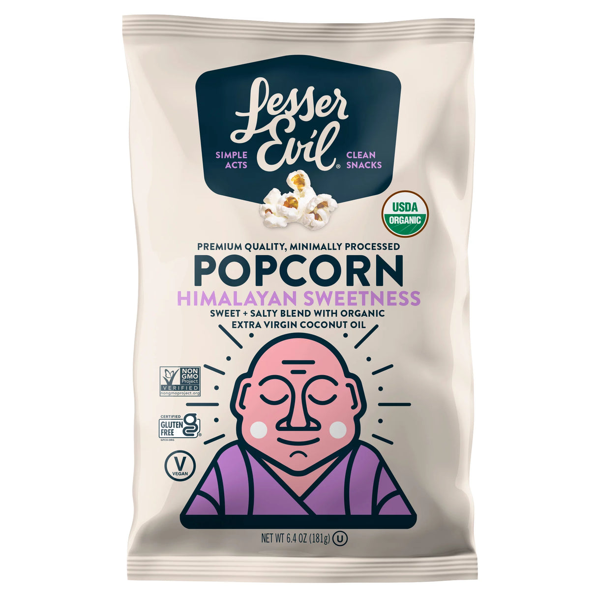 Lesser Evil Himalayan Pink Salt Sweet & Butter Kettle Corn (Pack of 12 - 6.4 oz) - Cozy Farm