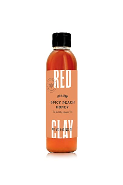Red Clay Spicy Peach Honey Sauce, 9oz Bottle - Cozy Farm
