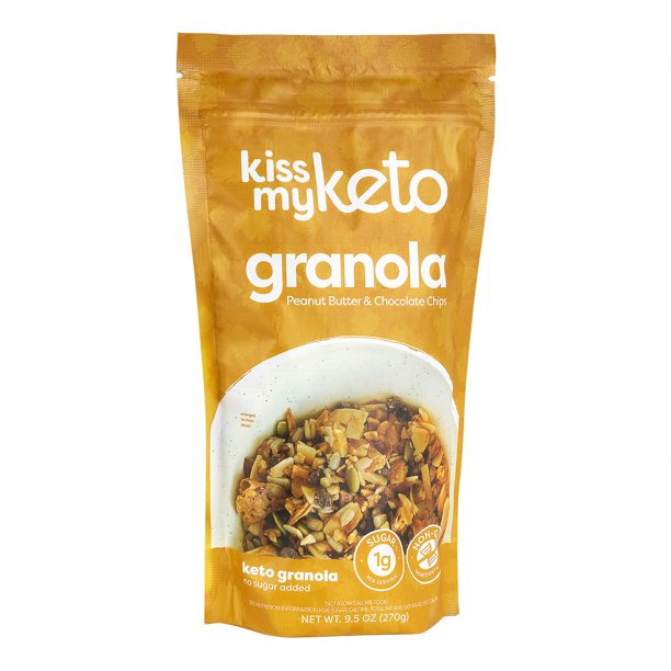 Kiss My Keto - Keto Granola - Peanut Butter & Choc Chips (Pack of 6 - 9.5 Oz) - Cozy Farm