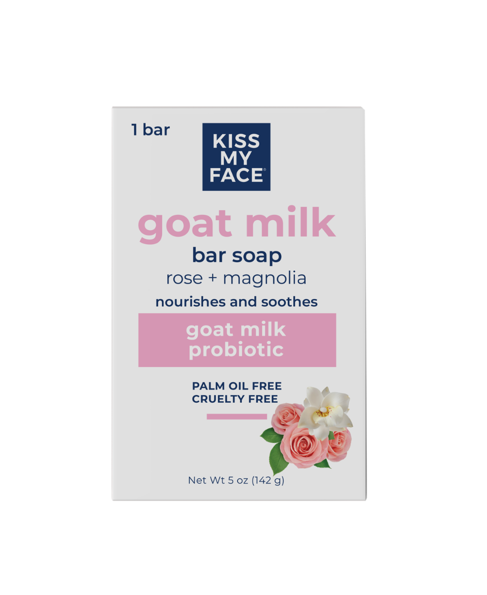 Kiss My Face Triple Milk Bar Soap, Goat Milk and Rose Magnolia, 5 Oz - Cozy Farm