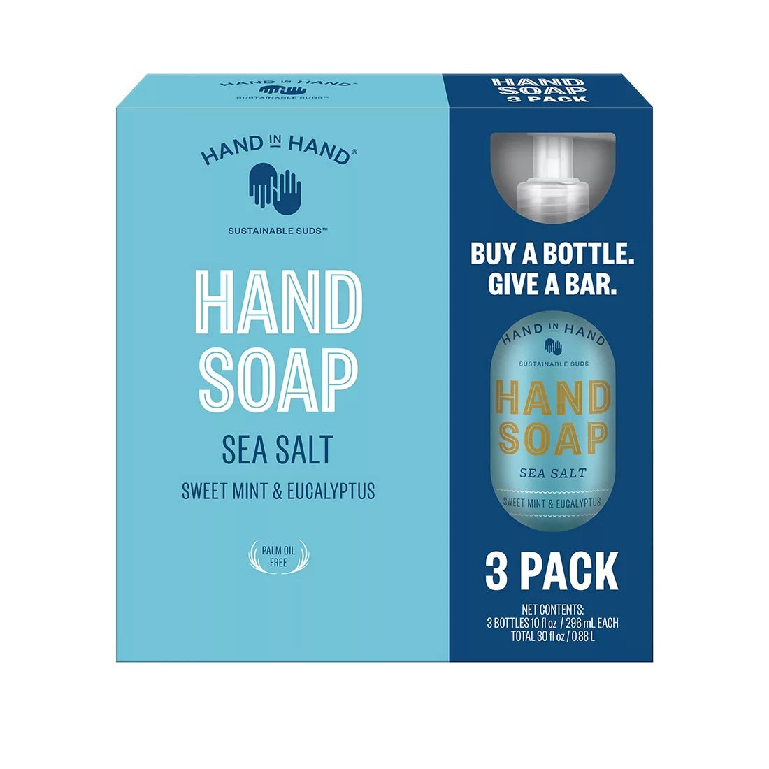 Hand in Hand Liquid Sea Salt Hand Soap (10 oz, Pack of 3) - Cozy Farm