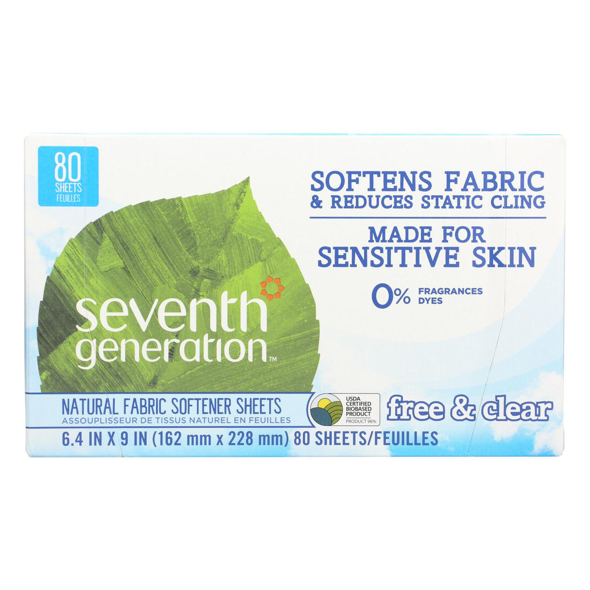 Seventh Generation Fabric Softener Sheets - Fresh & Clear - 80 Sheets - Cozy Farm