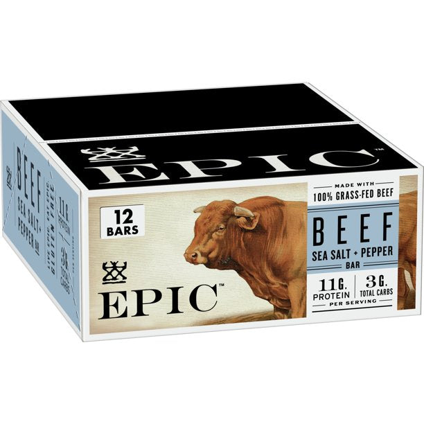 Epic Beef Sea Salt Pepper Beef Bars (Pack of 12 - 1.3 Oz) - Cozy Farm