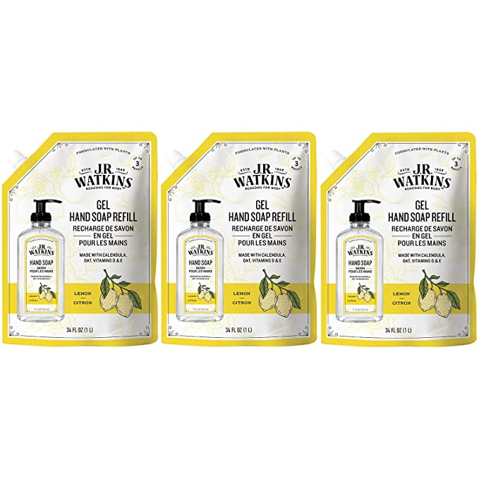 J.R. Watkins Lemon Hand Soap Gel Refill Pack (3 - 34 Fl Oz) - Cozy Farm