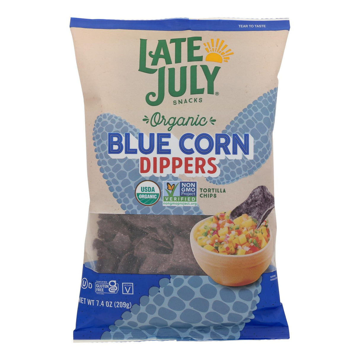 Late July Snacks Blu Corn Dippers Tortilla Chips (Pack of 9 - 7.4 Ounces) - Cozy Farm