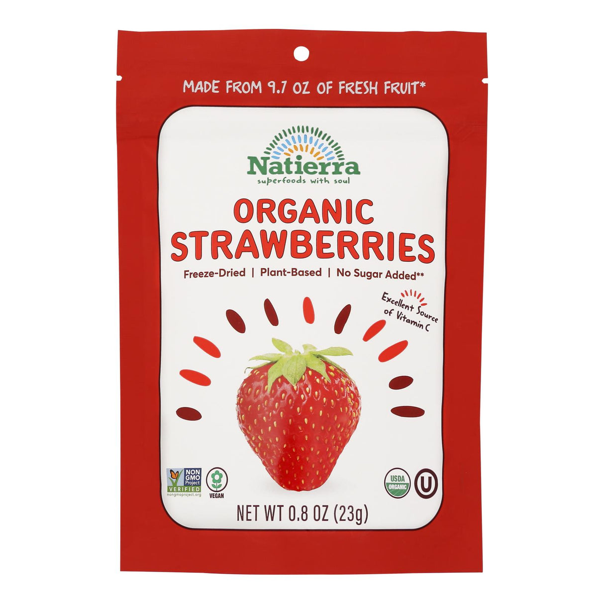 Natierra Premium Non-GMO Dried Whole Strawberries (Pack of 12 - 0.8 Oz) - Cozy Farm