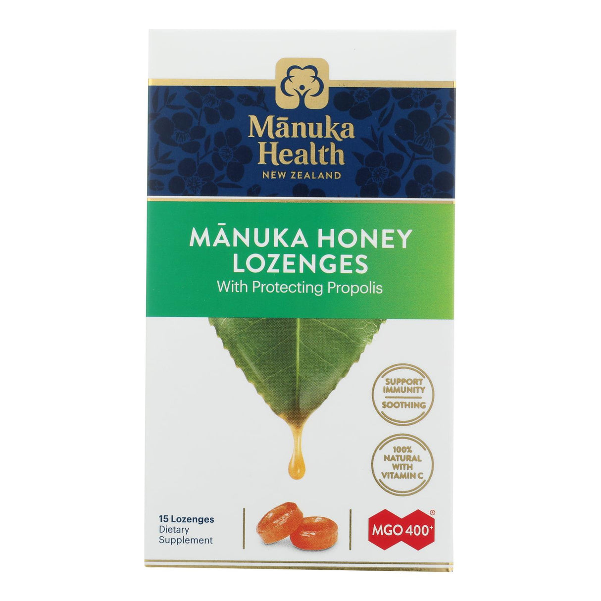 Manuka Health Manuka Honey Lozenges MGO 400+ With Propolis - Pack of 15 - Cozy Farm