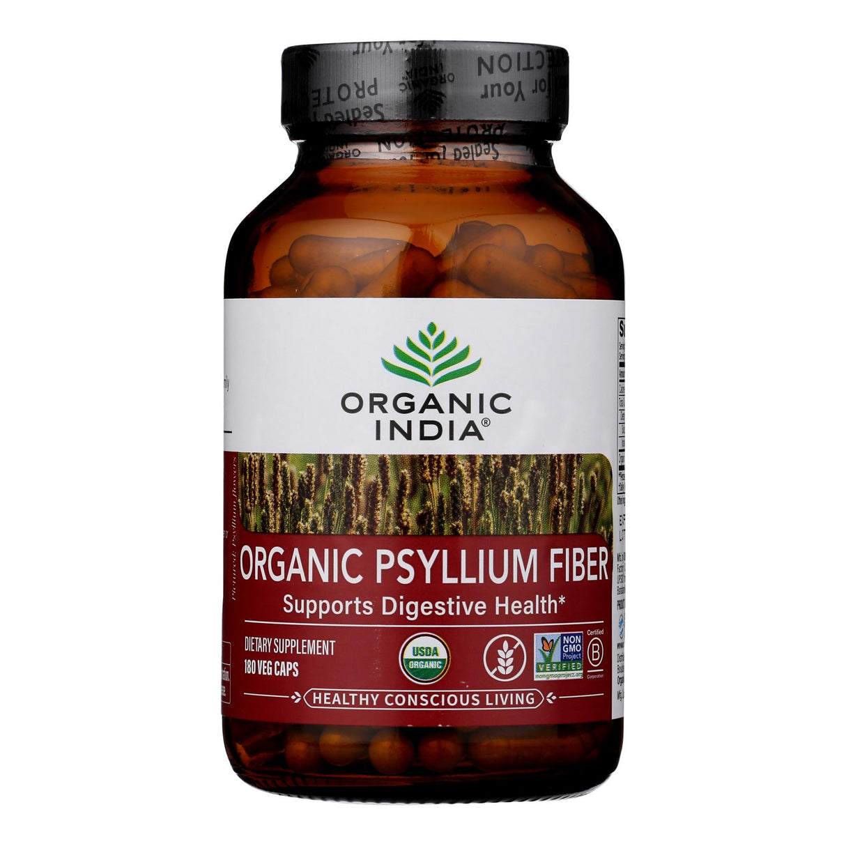 Organic India Psyllium Organic Fiber, 180 Capsules - Cozy Farm